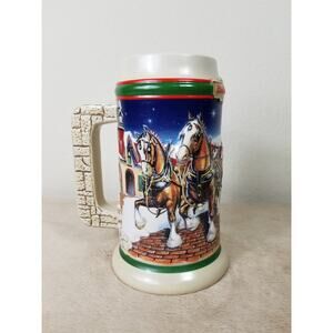 Budweiser Beer Stein Mug Grant's Farm Holiday 1998 Handcrafted Brazil Ceramarte
